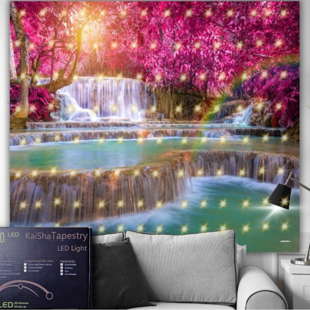 LED Waterfall Tapestry - Pink and Blue
